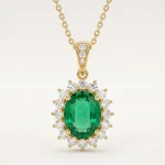 2ct Halo Oval Pendant - 10K / 14K / 18K Gold (Yellow / White / Rose) lab diamond/moissanite/lab gemstone
