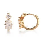 Oval & Round Cut Huggie Earrings - 10K / 14K / 18K Gold (Yellow / White / Rose) lab diamond/moissanite