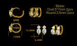 Oval & Round Cut Huggie Earrings - 10K / 14K / 18K Gold (Yellow / White / Rose) lab diamond/moissanite - Image 3