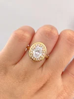 1.5ct Oval Candy Button Ring - 10K / 14K / 18K Gold (Yellow / White / Rose) lab diamond/moissanite/lab gemstone - Image 5