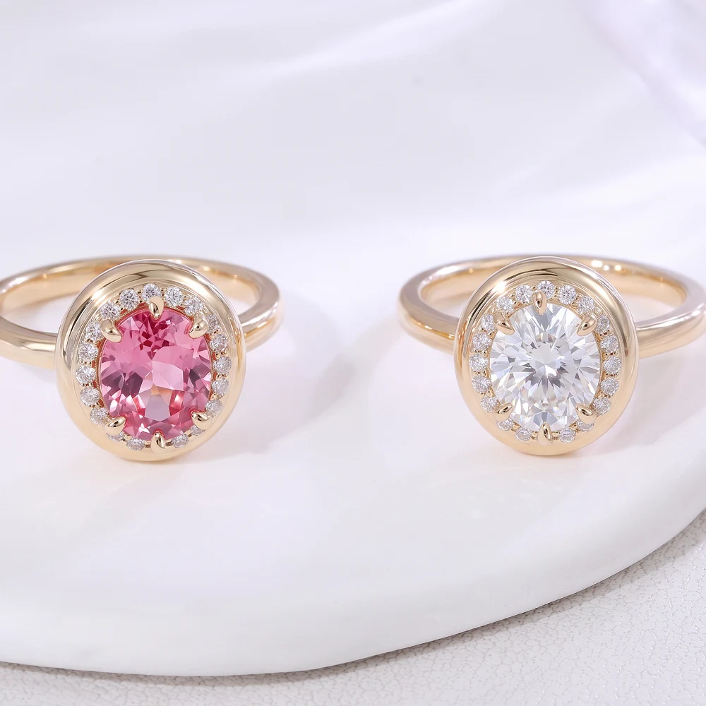 1.5ct Oval Candy Button Ring (2) 1.5ct Oval Candy Button Ring - 10K / 14K / 18K Gold (Yellow / White / Rose) lab diamond/moissanite/lab gemstone - Image 1