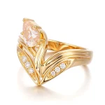 1ct Pear Cut lab gemstone/moissanite Curved Ring V Shaped Stacking Band - Image 4