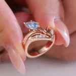 1ct Pear Cut lab gemstone/moissanite Curved Ring V Shaped Stacking Band - Image 14