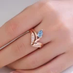 1ct Pear Cut lab gemstone/moissanite Curved Ring V Shaped Stacking Band - Image 10