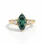 2.5ct Teal Marquise Moissanite Ring | Low Profile V Prong Daily Wear