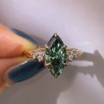 2.5ct Teal Marquise Moissanite Ring | Low Profile V Prong Daily Wear - Image 3