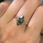 2.5ct Teal Marquise Moissanite Ring | Low Profile V Prong Daily Wear - Image 6
