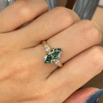 2.5ct Teal Marquise Moissanite Ring | Low Profile V Prong Daily Wear - Image 4