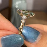 2.5ct Teal Marquise Moissanite Ring | Low Profile V Prong Daily Wear - Image 15
