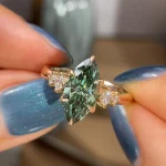 2.5ct Teal Marquise Moissanite Ring | Low Profile V Prong Daily Wear - Image 2