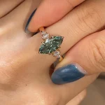 2.5ct Teal Marquise Moissanite Ring | Low Profile V Prong Daily Wear - Image 8