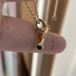 2.5mm Cabochon Cut T-Bar Pendant - 10K / 14K / 18K Gold (Yellow / White / Rose) lab gemstone/lab diamond - Image 5
