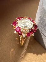 4.5ct Oval Moissanite Sunset Halo Ring | Secure Prong Statement - Image 6