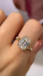 5ct Elongated Cushion Ring | Low Profile Vintage Solitaire - Image 3
