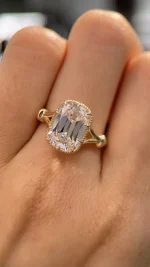 5ct Elongated Cushion Ring | Low Profile Vintage Solitaire - Image 2