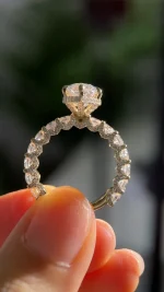 5ct Marquise Moissanite Bridal Set | Flush Fit Pavé Eternity Rings - Image 8