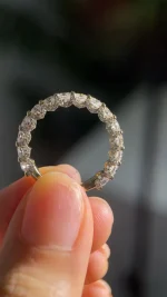 5ct Marquise Moissanite Bridal Set | Flush Fit Pavé Eternity Rings - Image 9