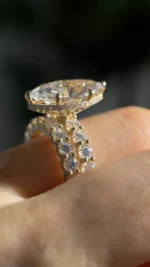 5ct Marquise Moissanite Bridal Set | Flush Fit Pavé Eternity Rings - Image 6