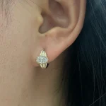 Bezel Oval Earrings - 10K / 14K / 18K Gold (Yellow / White / Rose) / Platinum lab diamond/moissanite/lab gems - Image 4