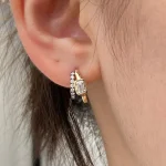 Black Rhodium Double Huggie Earrings - 10K / 14K / 18K Gold (Yellow / White / Rose) lab diamond/moissanite/color gemstones