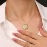 Flat-Back Floral Medallion Moissanite Pendant | Non-Flipping Everyday Charm - Image 8