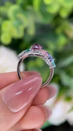 Multi-Color Cluster Ring | Anti-Tarnish Stackable Rainbow Band - Image 4