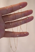 16+2 inch 1.2ctw Clovers Necklace - 10K / 14K / 18K Gold (Yellow / White / Rose) lab diamond/moissanite/lab gemstone - Image 4