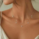 16+2 inch 1.2ctw Clovers Necklace - 10K / 14K / 18K Gold (Yellow / White / Rose) lab diamond/moissanite/lab gemstone