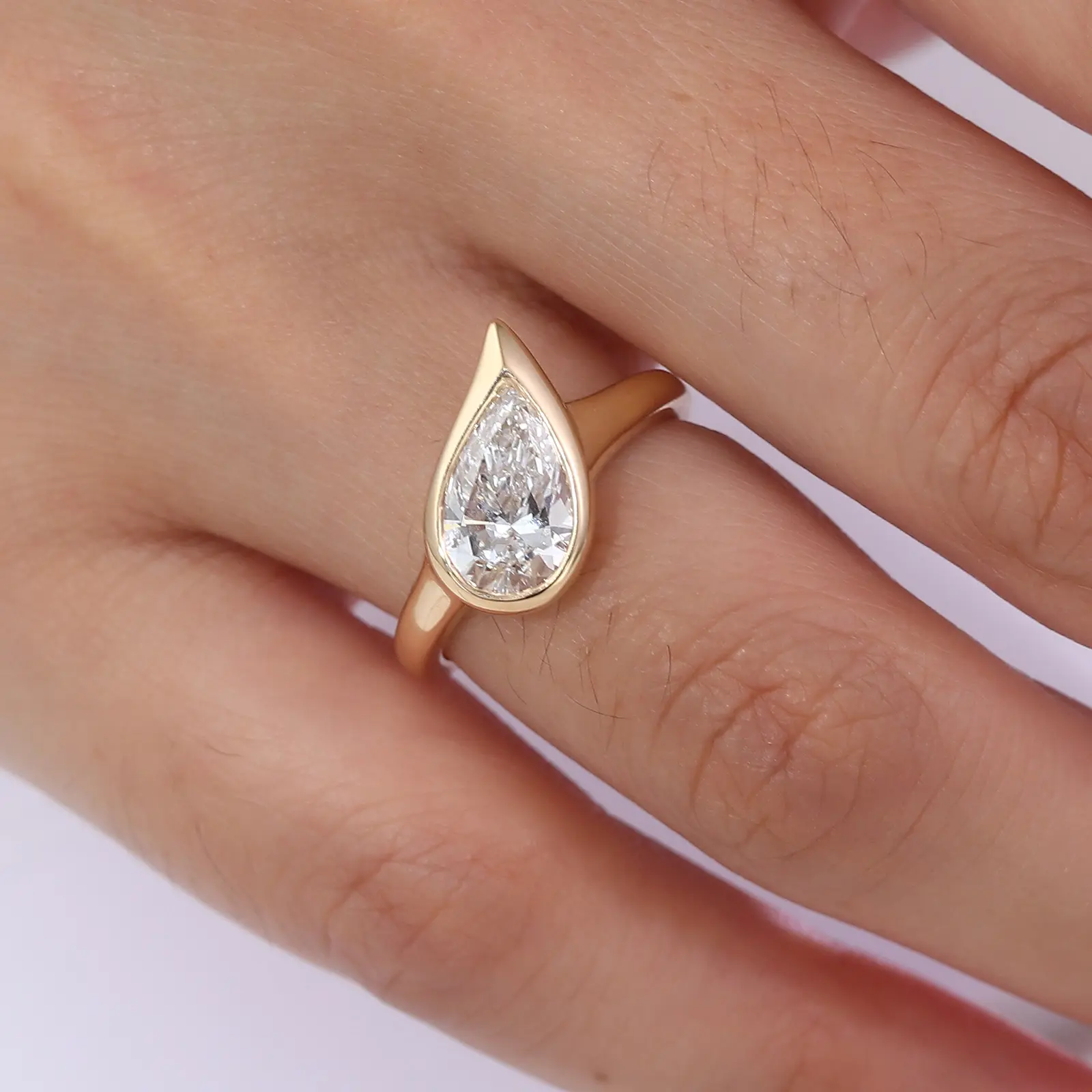 1.5ct Bezel Pinky Ring (1) 1.5ct Bezel Pinky Ring - 10K / 14K / 18K Gold (Yellow / White / Rose) lab diamond/moissanite/lab gemstone - Image 1