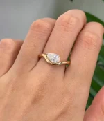 1ct Pear Charming Ring - 10K / 14K / 18K Gold (Yellow / White / Rose) lab diamond/moissanite/lab gemstone - Image 4