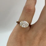 2ct Oval Enamel Ring - 10K / 14K / 18K Gold (Yellow / White / Rose) lab diamond/moissanite/lab gemstone