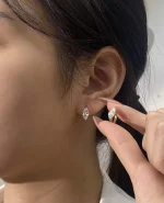 2ctw Marquise Cut Hoop Earrings - 10K / 14K / 18K Gold (Yellow / White / Rose) lab diamond/moissanite/color lab gemstone - Image 4