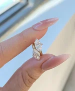 2ctw Marquise Cut Hoop Earrings - 10K / 14K / 18K Gold (Yellow / White / Rose) lab diamond/moissanite/color lab gemstone - Image 6