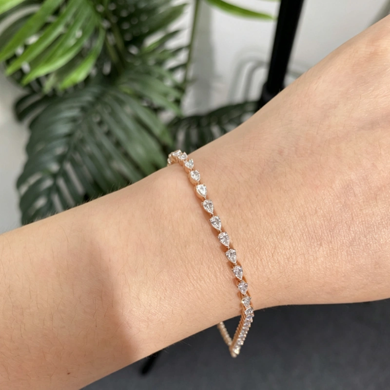 3.5ctw Pear Tennis Bracelet (1) 3.5ctw Pear Tennis Bracelet - 10K / 14K / 18K Gold (Yellow / White / Rose) lab diamond/moissanite/colored gemstones - Image 1