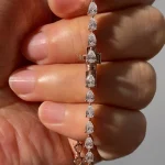 3.5ctw Pear Tennis Bracelet - 10K / 14K / 18K Gold (Yellow / White / Rose) lab diamond/moissanite/colored gemstones - Image 5