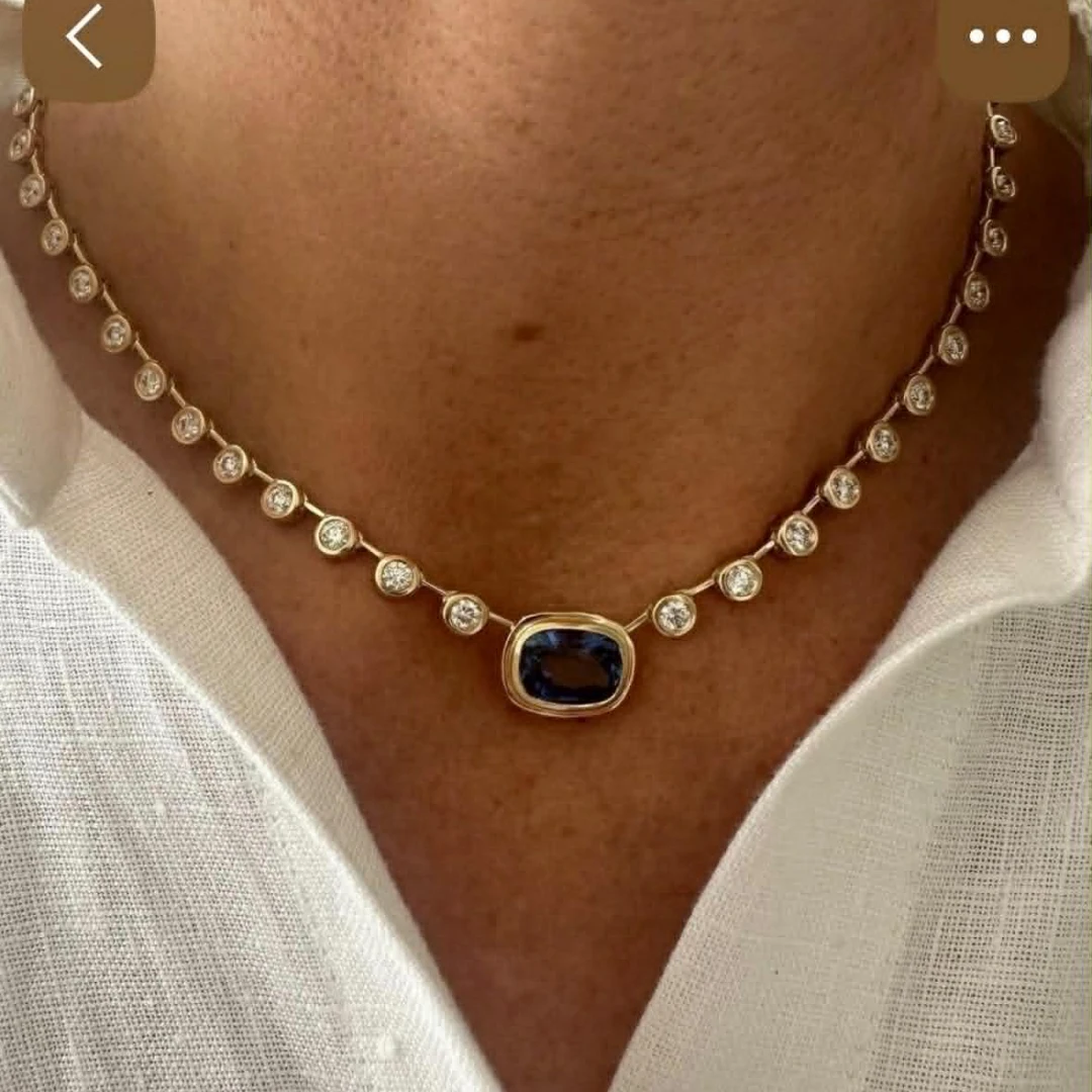 4ctw Detachable Pendant & Necklace Set (3) 4ctw Detachable Pendant & Necklace Set - 10K / 14K / 18K Gold (Yellow / White / Rose) / Platinum lab diamond/moissanite/lab gemstone - Image 1