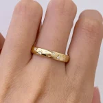 4mm Wide Cigar Band Starburst Ring - 10K / 14K / 18K Gold (Yellow / White / Rose) lab diamond/moissanite/lab gemstone