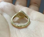 Engravable Halo Signet Ring - 10K / 14K / 18K Gold (Yellow / White / Rose) lab diamond/moissanite/lab gemstone - Image 5