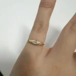 Marquise Solitaire Pinky Ring - 10K / 14K / 18K Gold (Yellow / White / Rose) lab diamond/moissanite/lab gemstone - Image 4