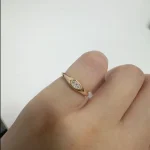 Marquise Solitaire Pinky Ring - 10K / 14K / 18K Gold (Yellow / White / Rose) lab diamond/moissanite/lab gemstone - Image 5
