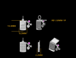Memory Flip Phone Pendant - 10K / 14K / 18K Gold (Yellow / White / Rose) lab diamond/moissanite/color gemstone - Image 3