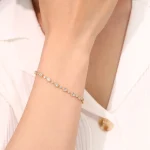Oval Cut & Round Cut Bubble Bracelet - 10K / 14K / 18K Gold (Yellow / White / Rose) lab diamond/moissanite/lab gemstone - Image 6