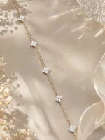 1.3ctw Clovers Bracelet - 10K / 14K / 18K Gold (Yellow / White / Rose) lab diamond/moissanite/lab gemstone - Image 4