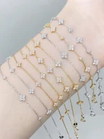 1.3ctw Clovers Bracelet - 10K / 14K / 18K Gold (Yellow / White / Rose) lab diamond/moissanite/lab gemstone - Image 5