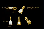 1.5ct Dewdrop Pear Dangles - 10K / 14K / 18K Gold (Yellow / White / Rose) lab diamond/moissanite/color lab gemstone - Image 3