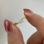 1ct East-West Marquise-Cut Solitaire Ring - 10K / 14K / 18K Gold (Yellow / White / Rose) lab diamond/moissanite/color lab gemstone