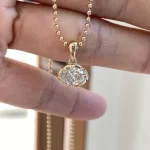 1ct Oval Cut Solitaire Bezel Pendant - 10K / 14K / 18K Gold (Yellow / White / Rose) lab diamond/moissanite/color lab gemstone - Image 4