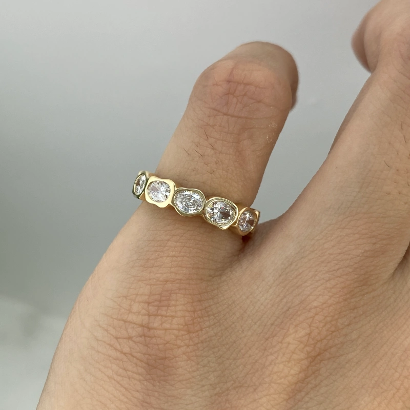 2ctw Abstract Full Bezel Eternity Ring (3) 2ctw Abstract Full Bezel Eternity Ring - 10K / 14K / 18K Gold (Yellow / White / Rose) lab diamond/moissanite/lab gemstone - Image 1