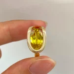 3.5ct East-West Oval Ring - 10K / 14K / 18K Gold (Yellow / White / Rose) color moissanite/lab gemstone/gradient color gemstone - Image 5
