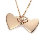 Double Heart Shape Pendant - 10K / 14K / 18K Gold (Yellow / White / Rose) lab diamond/moissanite/lab gemstone - Image 5